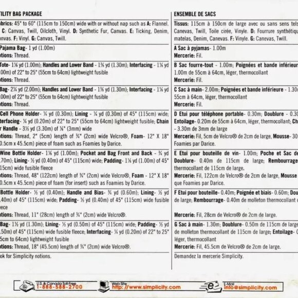 Simplicity 9658 Utility Bags Totes Sewing Pattern - Picture 3 of 3